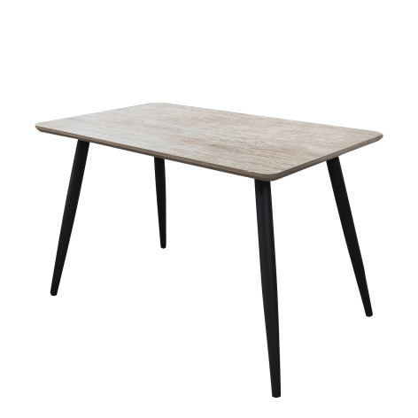 Стол ЛДСП кухонный 120*70 см каркас металл черные ноги бежевый 2 части Baizheng