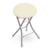 Мини изображение Табурет металлический складной 330*330*480 мм с мягким сиденьем слоновая кость Nika
