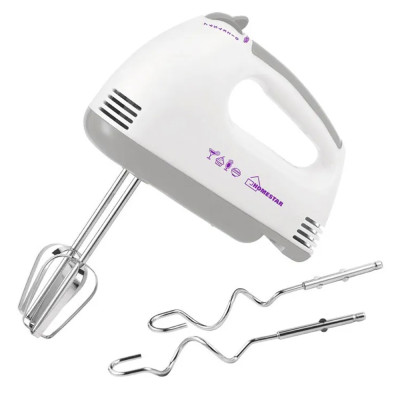 Миксер пластик 100 Вт 7 скоростей 4 насадки бело-серый HS-2004 HomeStar