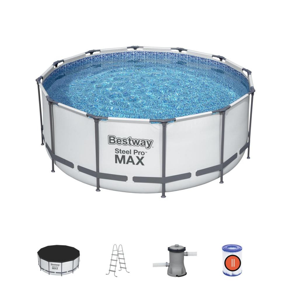 Бассейн каркасный 366*122 см 10250 л фильтр-насос лестница тент BestWay