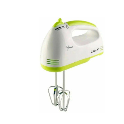 Миксер пластик 200 Вт 7 скоростей 4 насадки бело-салатовый Galaxy