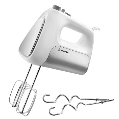 Миксер пластик 800 Вт 5 скоростей турбо 4 насадки черно-стальной Brayer