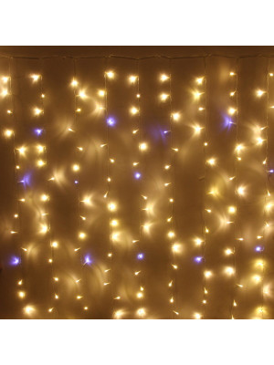 Гирлянда светодиодная 2*1,5 м 320 led 220 В занавес Теплый белый/белый Мерцание Серпантин
