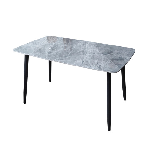 Стол кухонный керамогранит 130*80 см каркас металл черные ноги 8D 2 части Baizheng