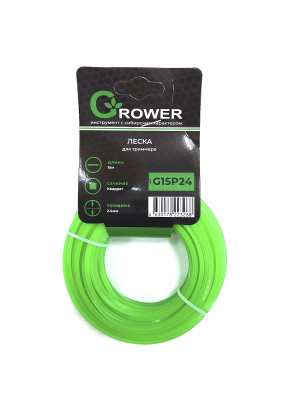 Леска для триммера GROWER (диаметр 2,4мм / КВАДРАТ / длина 15м)