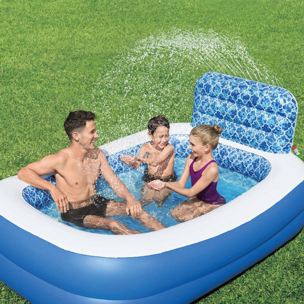 Бассейн надувной 229х152х96 см 702 л с разбрызгивателем Waterfall Oasis Bestway