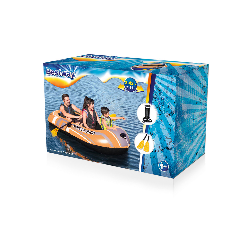 Лодка надувная 212*122 см 190 кг весла насос Kondor3000 BestWay