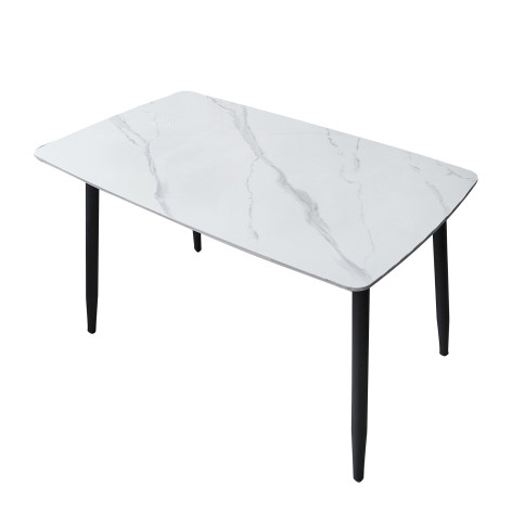 Стол кухонный керамогранит 130*80 см каркас металл черные ноги 8C 2 части Baizheng