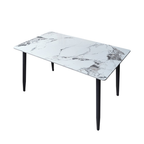 Стол кухонный керамогранит 120*70 см каркас металл черные ноги 7B 2 части Baizheng