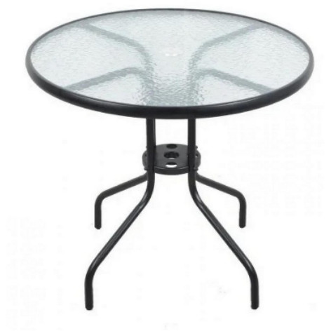 Стол стеклянный 80*70 см круглый серый Baizheng