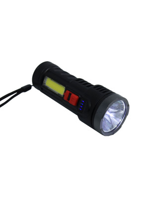 Фонарь ручной 2 led аккумулятор 4 режима USB черный Baizheng