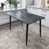 Мини снимок Стол керамогранит кухонный 130*70 см мрамор ножки металл черный DT-210 2 кор Baizheng