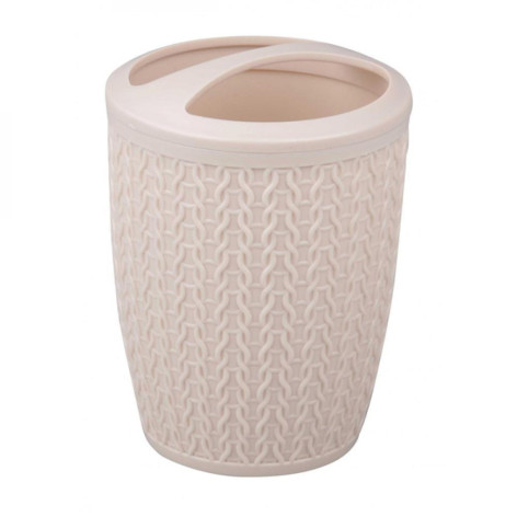 Подставка пластиковая для зубных щеток 93*93*125 мм бежевый Вязаное плетение Альтернатива