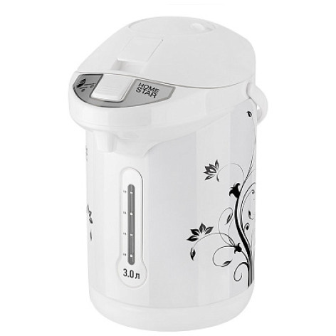 Термопот 3 л 750 Вт нерж сталь колба 2 режим Цветок серый на белом HS-5005 HomeStar