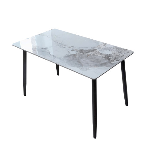 Стол кухонный керамогранит 120*70 см каркас металл черные ноги 7A 2 части Baizheng