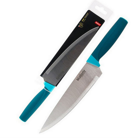 Нож нерж сталь лезвие 20 см 1,5 мм поварской пласт ручка блистер Velutto Mallony
