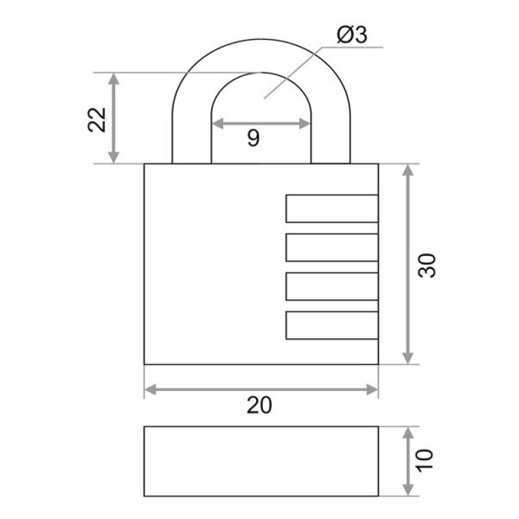 Изображение Замок навесной кодовый BC-203 Code d=3  20мм (блистер) 210023