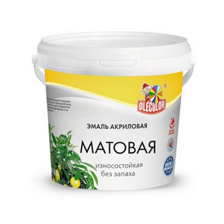 Фотография Эмаль акриловая OLECOLOR белая матовая 3,0кг