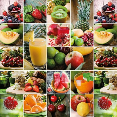 Клеенка ПВХ нетканая основа 1,4*20 м фрукты и ягоды в клетке рис 106A Dekorama