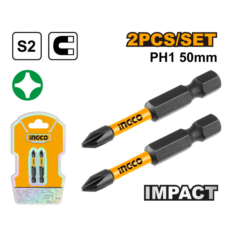Фото Бита PH1  50мм, ударная, магнитная, 2 шт, INGCO SDBIM71PH150 INDUSTRIAL