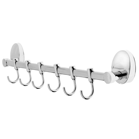 Крючки хром на планке 6шт двигающийся настенный Accoona (20) A11091-6