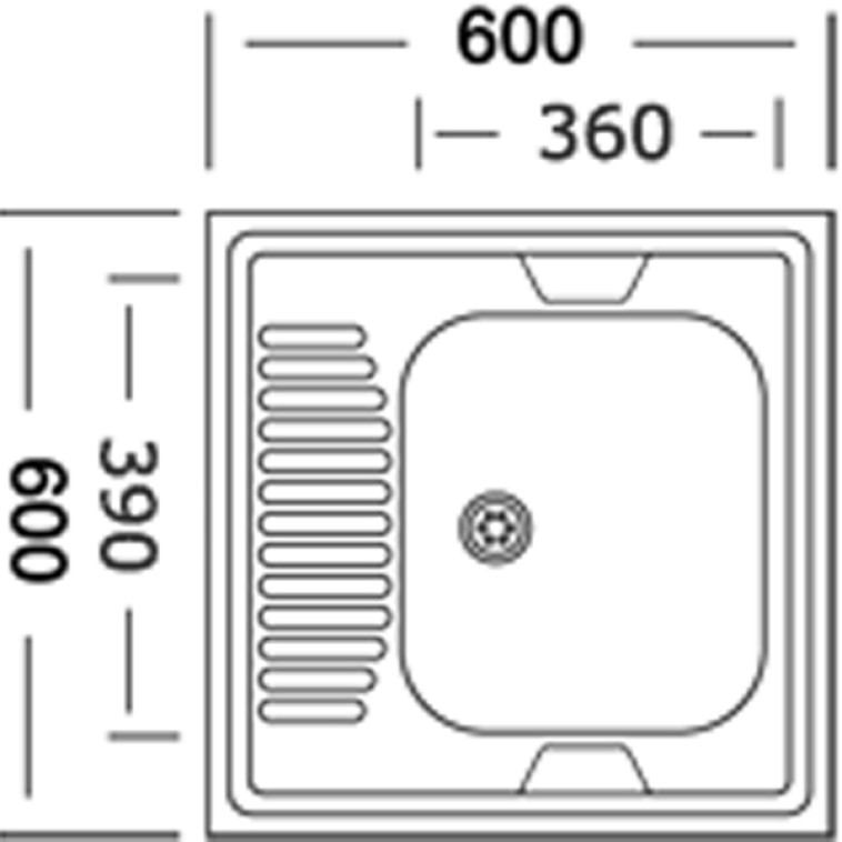 Изображение Мойка кухонная 60*60*16см 0,6мм. (без сифона) Vladiks L-403 правая