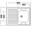 Мини картинка Мойка кухонная 60*80*16см 0,6мм. (без сифона) Vladiks L-401 правая