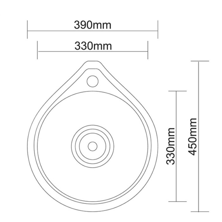 Фотография Мойка кухонная врезная Accoona, круг. 450*390*165мм, глянец, толщ. 0,6мм, глубина 165мм (12) AB4539