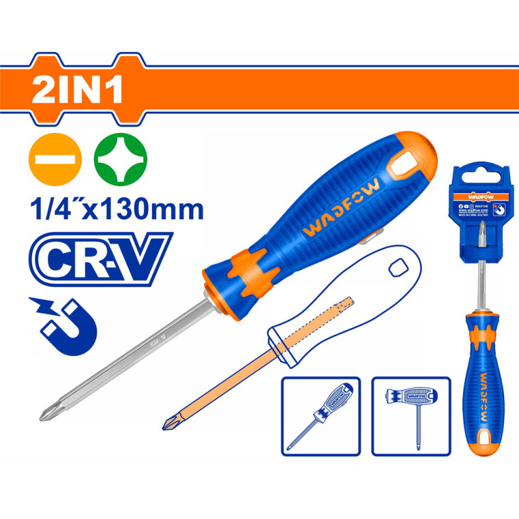 Отвертка двухсторонняя PH2+SL6.5x130 мм WADFOW WSS45M3