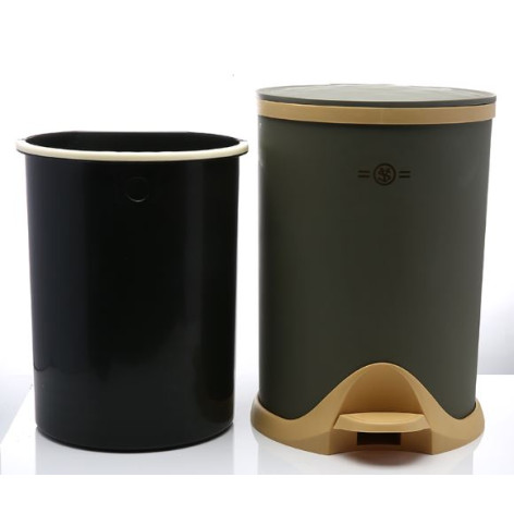 Ведро пластиковое для мусора 8 л круглое с педалью с вкладышем в ассортименте Baizheng