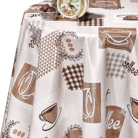 Клеенка ПВХ нетканая основа 1,4*20 м чашки кофейные рис 147A Dekorama
