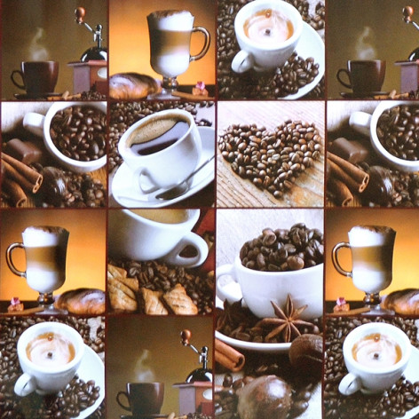 Клеенка ПВХ нетканая основа 1,4*20 м кофе рис 100A Dekorama