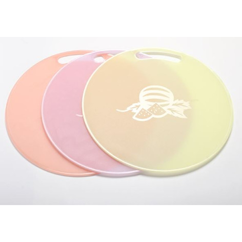 Доска пластиковая разделочная 33*30*0,5 см круглая врезная ручка в ассорти Baizheng