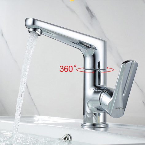 Смеситель для умывальника однорыч. 35мм гайка излив поворот 360° Латунь Хром Ledeme L1066