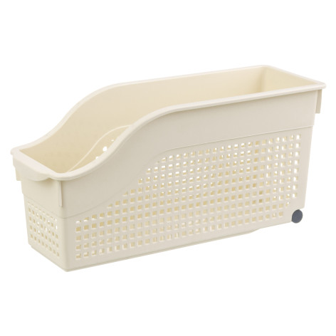 Контейнер пластиковый хозяйственный на колесах 355*130*170 мм узкий слоноая кость Лофт Violet