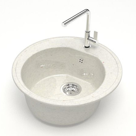 Мойка кухонная гранитная Z003 Черая хлопок (кругл) 513*513*191мм глянец