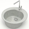 Миниатюра Мойка кухонная гранитная Z003 Черая светл серая (кругл) 513*513*191мм глянец