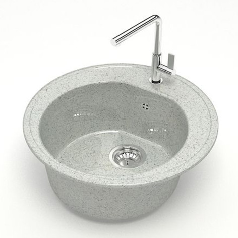 Мойка кухонная гранитная Z003 Черая светл серая (кругл) 513*513*191мм глянец