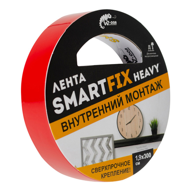 Сверхсильная лента SFV1930T для внутреннего монтажа W-con SmartFix HEAVY, 1,9*300см, прозрачная