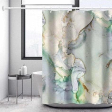 Штора для ванной 180х180см Baizheng BZ-HC1124 полиэстер 90 г/см мрамор зеленый