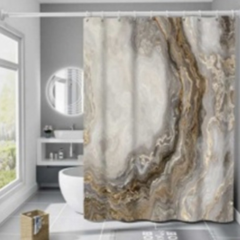 Штора для ванной 180х180см Baizheng BZ-HC1127 полиэстер 90 г/см мрамор серый