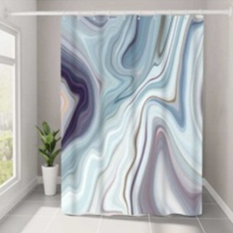 Штора для ванной 180х180см Baizheng BZ-HC1132 полиэстер 90 г/см акварель голубой