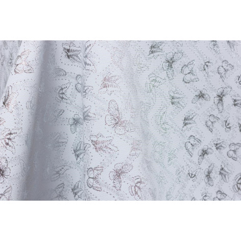 Клеёнка PU Shine, 140 см., 477-7, Мотыльки серебро рул. 20  м