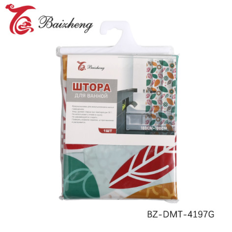 Штора для ванной PEVA 180х180см белый рисунок Baizheng BZ-DMT-4197G