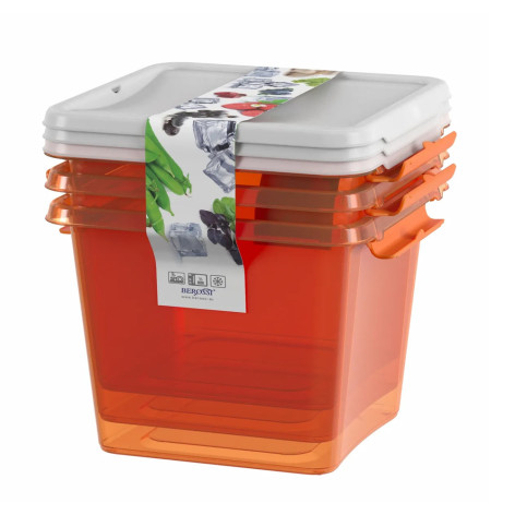 Набор пластиковых контейнеров 3 ш 1,5 л прямоуг апельсин Monaco Berossi