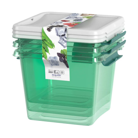 Набор пластиковых контейнеров 3 ш 1,5 л прямоуг мята полупрозрачный Monaco Berossi