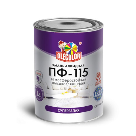 Эмаль алкидная ПФ-115 OLECOLOR белая 0,8 кг Эмаль алкидная ПФ-115 OLECOLOR белая 0,8 кг