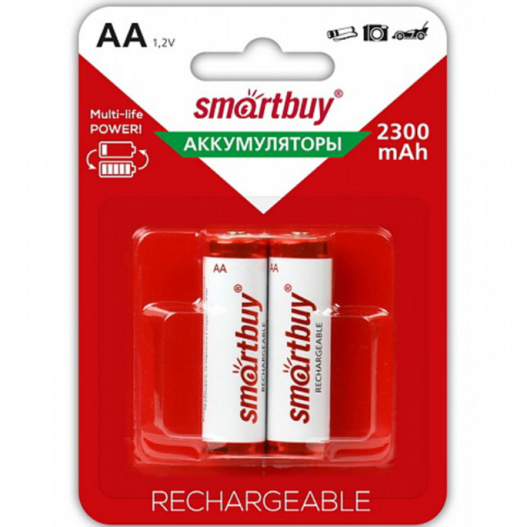 Фото Батарейка AA Пальчиковая 1,5V NiMh аккумуляторная 2300mAh Smartbuy (блистер 2шт)