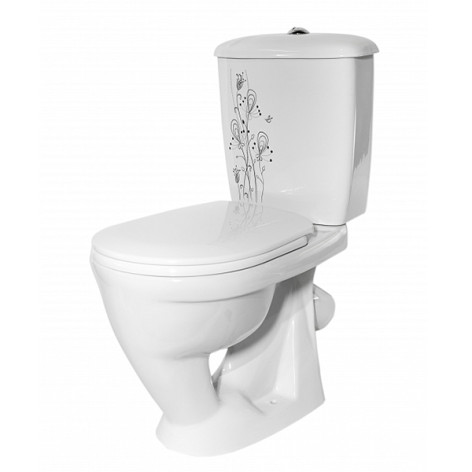 Унитаз-компакт Радуга тарельчатый декор Цветы А Стандарт Унитаз-компакт Радуга тарельчатый декор Цветы А Стандарт