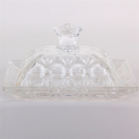 Масленка стеклянная 15,3*11,3*7,5 см крышка прозрачный под упак Clean Коралл